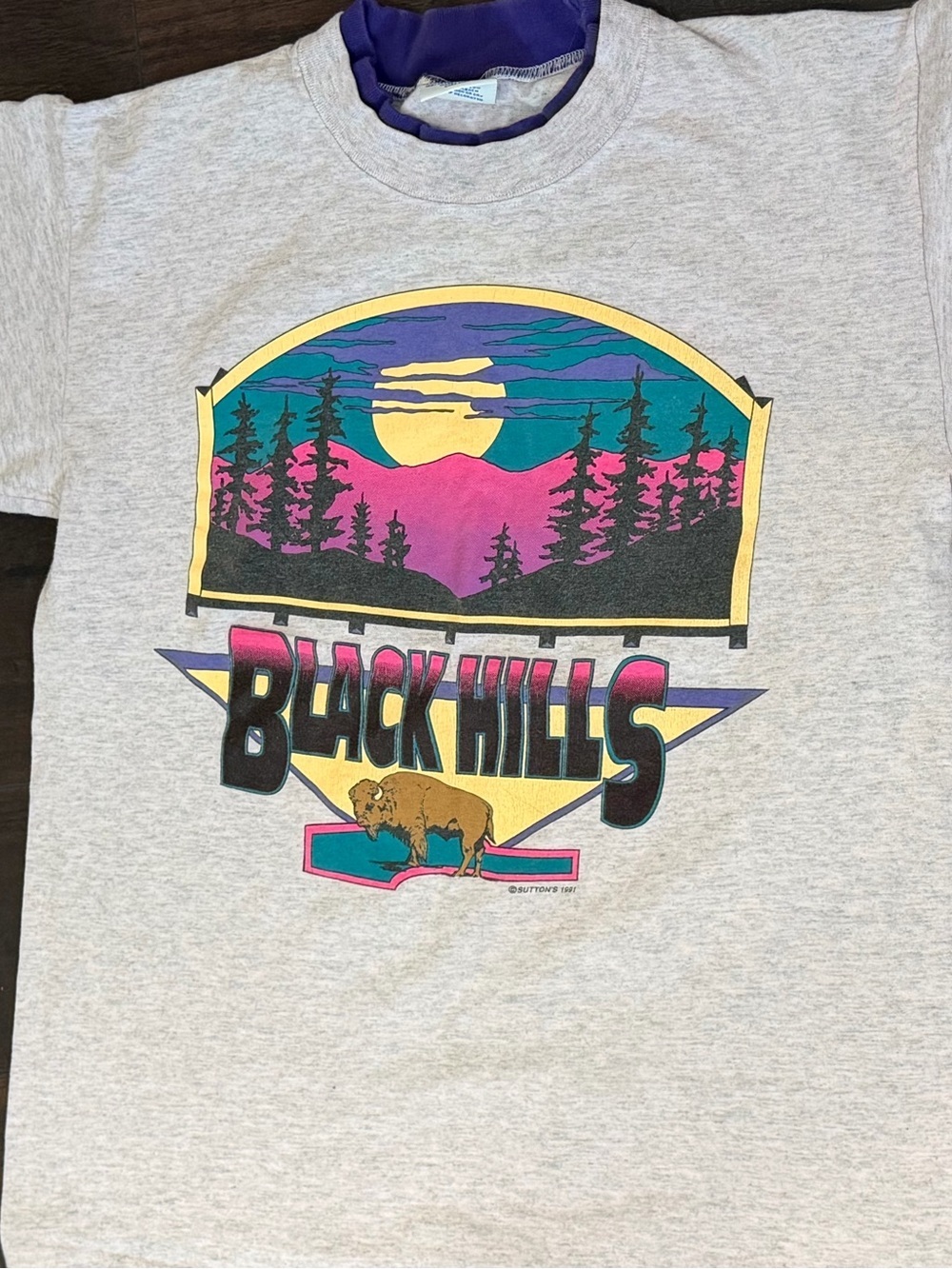 1991 Vintage Neon Souvenir shirt from the Black Hills of South Dakota - Size L